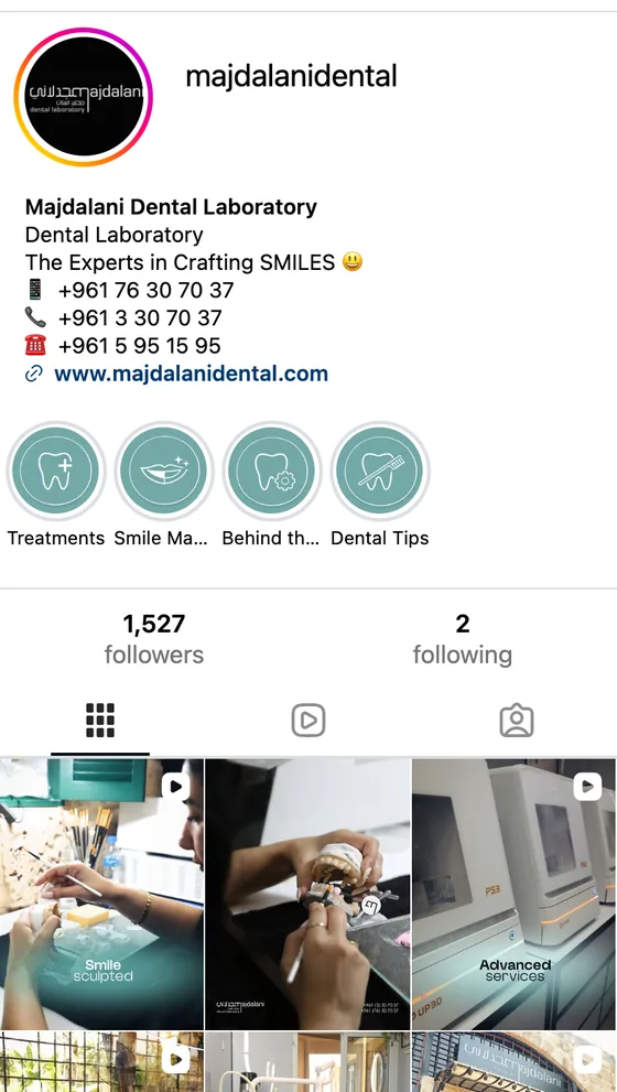 Majdalani Dental social media on a phone