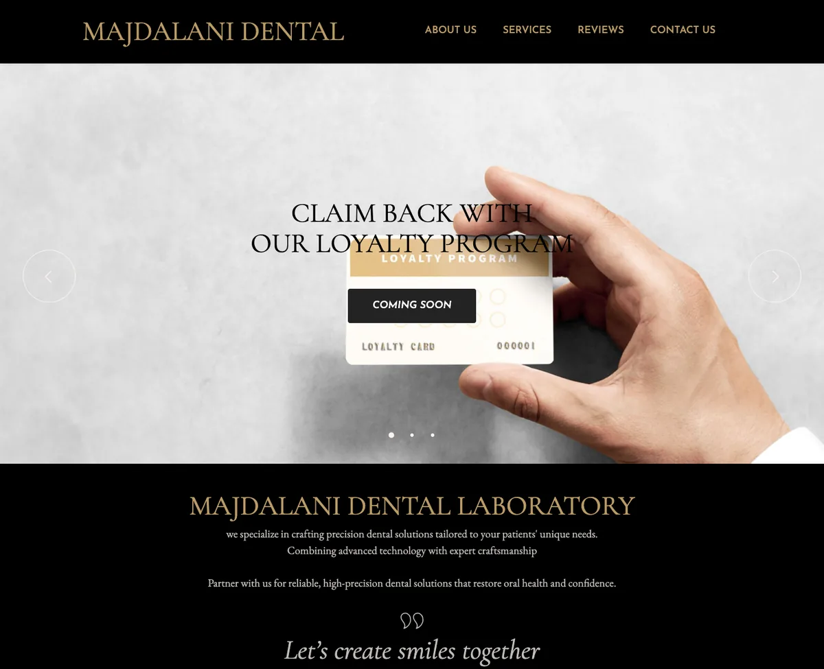 Majdalani Dental website on a laptop