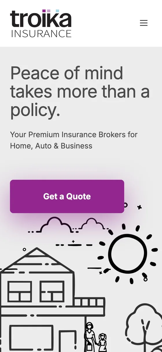 Troika Insurance website on a phone